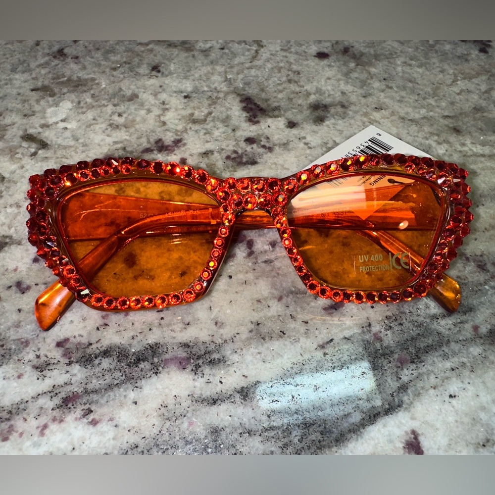 Orange Rhinestone Sunglasses festival sunnies